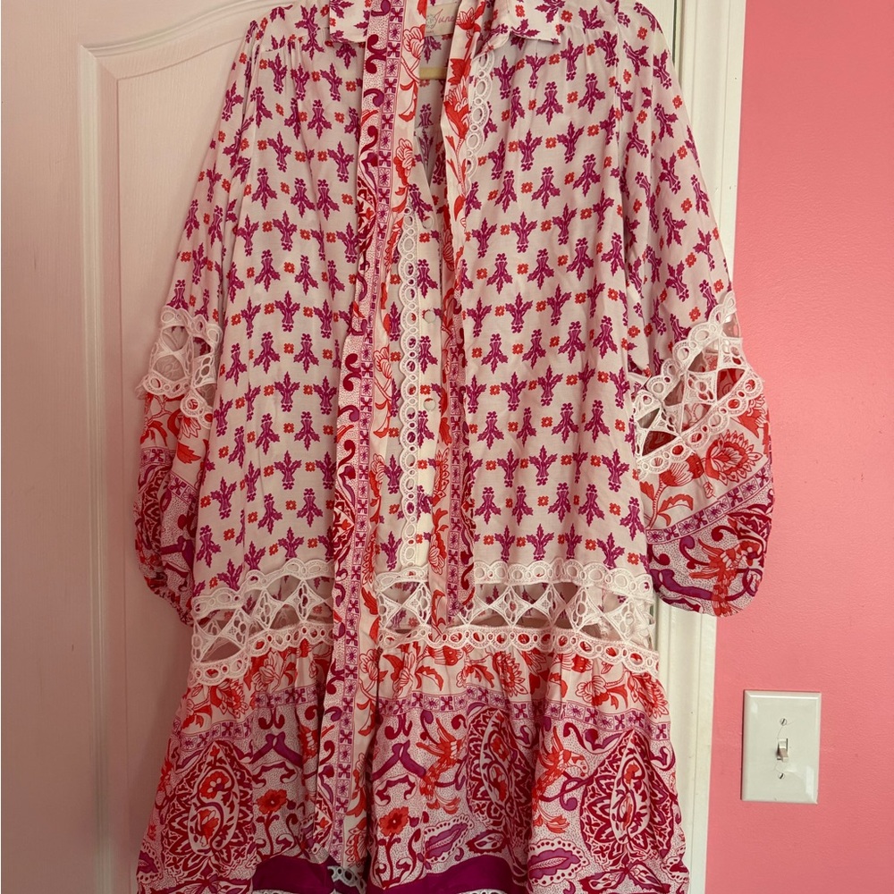 Miss June Pink, Orange and White Dress